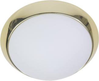 LED-Deckenleuchte rund, Opalglas matt, Dekorring Messing poliert, Ø 50cm