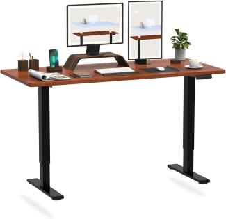 Flexispot Hemera Höhenverstellbarer Schreibtisch (120 x 60 cm), mit Memory-Steuerung und Softstart/-Stop& integriertes Anti-Kollisionssystem, Schwarz Gestell + Mahogany Tischplatte