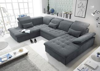 Couch WAYNE L Sofa Schlafcouch Wohnlandschaft Schlaffunktion anthrazit U-Form links