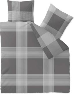 CelinaTex Touchme Biber Bettwäsche 200 x 220 cm 3teilig Baumwolle Bettbezug Stine Karo grau anthrazit
