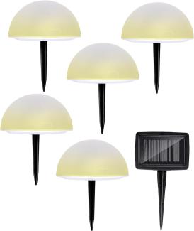 Grundig LED-Solar-Glühbirnen – mit Erdungsstecker – Halbkugel – 5 Stück – Solarpanel – Weiß