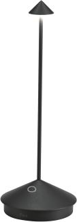 Zafferano, Pina Lamp, Kabellose wiederaufladbare Tischleuchte mit Touch Control, Geeignet für Wohnzimmer und Außenbereich, Dimmer, 2200-3000 K, Höhe 29 cm, Farbe Schwarz