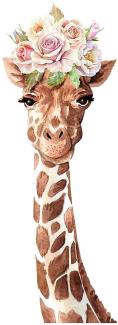 yabaduu YX018 Giraffe Wandtattoo Wandsticker Aufkleber für Kinderzimmer Babyzimmer Afrika beige Aquarell (85x30 cm)