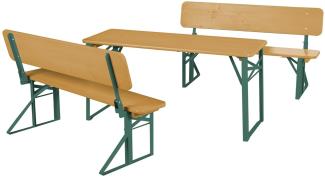 roba Outdoor Kindersitzgruppe aus 2 Bänken mit Lehne + 1 Kindertisch, Massivholz teak, 109 x 52 x 40 cm