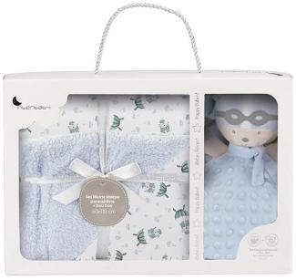 Baby-Geschenkset: Blauer Decke\"Paracaidista\" mit doudou