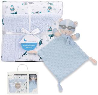 Baby-Geschenkset: Blauer Decke\"Paracaidista\" mit doudou