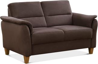 CAVADORE 2er-Sofa Palera mit Federkern / Kompakte Zweisitzer-Couch im Landhaus-Stil / passender Sessel und Hocker optional / 149 x 89 x 89 / Mikrofaser, Braun