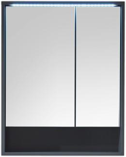 LUCERA Spiegelschrank Bad mit LED-Beleuchtung in Grau matt - Badezimmerspiegel Schrank mit viel Stauraum - 60 x 75 x 20 cm (B/H/T)