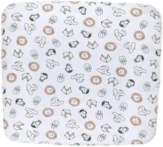 Meyco Baby Animal Wickelauflagenbezug (weich und hautfreundlich, aus 100% Baumwolle, waschbar, einfache Pflege, trocknergeeignet, Größe: 85 x 75 cm), Mehrfarbig