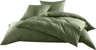 Bettwaesche-mit-Stil Mako-Satin / Baumwollsatin Bettwäsche uni / einfarbig dunkelgrün Kissenbezug 80x80 cm
