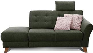 Cavadore Recamiere Trond mit Federkern / Modernes Sofa im Landhausstil mit Armteil rechts / Inkl. Kopfstütze und Rückenkissen / 194 x 89 x 92 / Flachgewebe grün