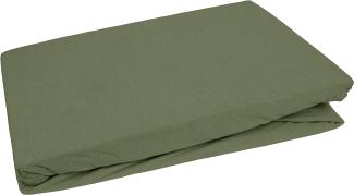 Bettwaesche-mit-Stil Jersey Spannbettlaken dunkelgrün 90 – 100 x200cm Höhe bis 30cm