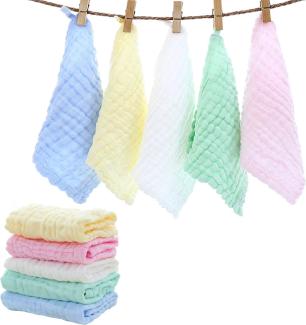 YUEMING 5 Stücke Baby Musselin Waschlappen, 30 * 30 CM Baby-Handtücher, Weiche Neugeborene Baby Gesichtstücher Baby Wipes aus Bio-Baumwolle, Tolles Duschgeschenk