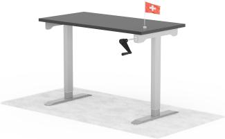 manuell höhenverstellbarer Schreibtisch EASY 120 x 60 cm - Gestell Grau, Platte Anthrazit