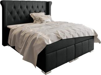 Stylefy 'Alonzo' Boxspringbett, Strukturstoff Inari Schwarz 180 x 200 cm