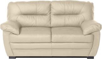 Mivano 2er-Sofa Royale / Zeitloses, bequemes Ledersofa mit hoher Rückenlehne / 160 x 86 x 90 / Lederimitat, Beige