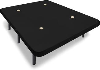 HOGAR24 ES Verstärkter gepolsterter Boden mit 6 Metallfüßen, Höhe 32 cm, Polsterstoff 3D Farbe schwarz + 4 Ventile, Holz, 135x190