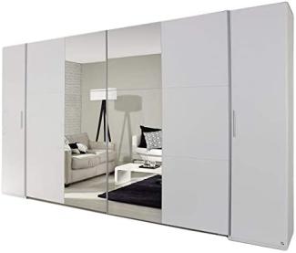 'Nico' Dreh-Schwebetürenschrank mit 4 Türen, weiß, 355 cm