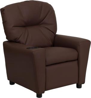 Flash Furniture Moderne braune Leder-Liege für Kinder mit Getränkehalter, 39"D x 24. 5"W x 28"H