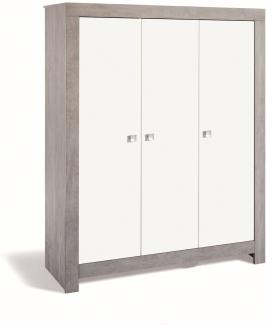 Schardt 'Nordic Driftwood' 3-trg. Kleiderschrank, weiß/grau, mit Kleiderstange und 7 Ablagefächern