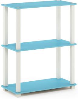 Furinno 3-Ebenen kompaktes Mehrzweck-Regal mit quadratischem Rohr, holz, Hellblau/Weiß, 28. 96 x 59. 94 x 75. 18 cm