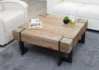 Couchtisch HWC-A15, Tanne Holz rustikal massiv ~ naturfarben 60x60cm