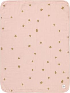 LÄSSIG Mull Babydecke Krabbeldecke Kuscheldecke GOTS zertifiziert/Muslin Blanket 75 x 100 cm Dots powder pink