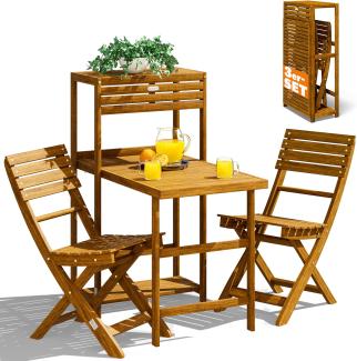 Balkon Set Akazienholz klappbarer Tisch und 2 Stühle FSC® 100%