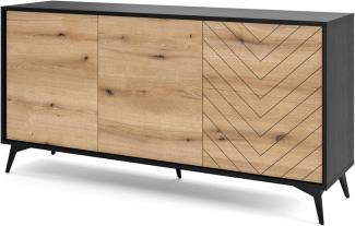 Selsey Boulia Sideboard, Holzwerkstoff Metall, Schwarz, 154 cm breit