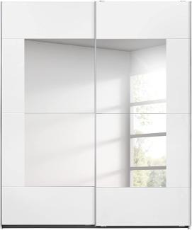 Rauch Möbel Crato Schrank Schwebetürenschrank 2-türig in Weiß mit Spiegel inkl. Zubehörpaket Classic 2 Kleiderstangen, 4 Einlegeböden, 1 Hakenleiste, BxHxT 175x210x59cm