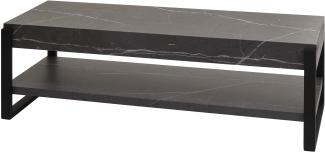 TV-Rack HWC-L53, Fernsehtisch Lowboard TV-Tisch, Metall 42x120x44cm ~ Marmor-Optik grau