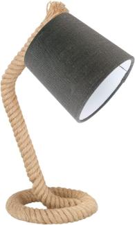LED Tischlampe - Taulampe mit Seil & Schirm Leinen Grau, Höhe 37,5cm