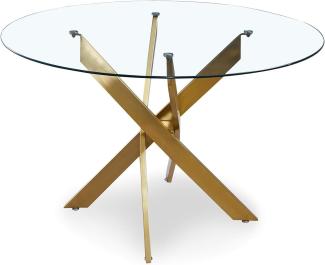 Menzzo Runde und ovale Tische, Metall, Gold, L120 x T120 x H75 cm 8mm Dickes Glas