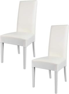 Tommychairs - 2er Set Moderne Stühle Luisa für Küche und Esszimmer, robuste Struktur aus lackiertem Buchenholz Farbe Weiss, Gepolstert und mit weissem Kunstleder bezogen