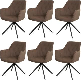 6er-Set Esszimmerstuhl HWC-L80, Küchenstuhl Polsterstuhl Stuhl mit Armlehne, drehbar, Metall Stoff/Textil ~ braun