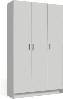 Dmora Mehrzweck-Kleiderschrank mit drei Flügeltüren und drei verstellbaren Einlegeböden, Farbe Weiß, Maße 109 x 37 x 180 cm