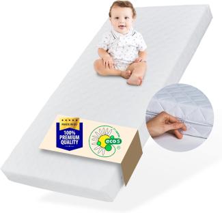 Kids Collective Babymatratze 70x140 cm mit Spannbettlaken und waschbarem Bezug | 10 cm hoch hochwertige Kaltschaum-Matratze für Babybett Gitterbett | Made in EU