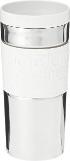 Bodum 11093-913 Travel mug, 0. 35 L, Reisebecher Edelstahl 8. 5 x 8. 5 x 18 cm, weiß