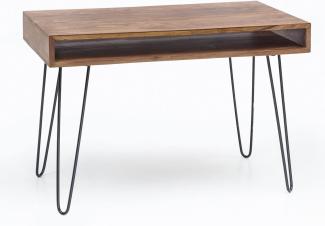 Wohnling Schreibtisch BAGLI braun 110 x 60 x 76 cm Massiv Holz Laptoptisch Sheesham Natur | Landhaus-Stil Arb