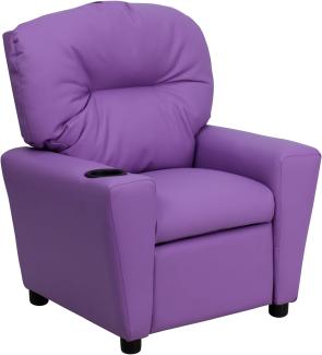 Flash Furniture Contemporary Kids Recliner with Cup Holder, Wood, Lavender Vinyl, 66. 04 x 53. 34 x 53. 34 cm