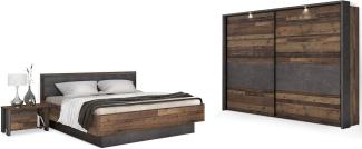 Möbel-Eins CASSIA Komplett-Schlafzimmer, Material Dekorspanplatte, Old Wood Vintage/betonfarbig
