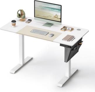 Songmics Höhenverstellbarer Schreibtisch, stufenlos verstellbar, gespleißte Platte, Memory-Funktion, Auffahrschutz, weiß, 60 x 120 x (72-120) cm