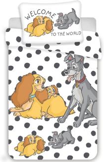 Disney Baby Kinder Bettwäsche Susi und Strolch mit Welpen 100 cm x 135 cm Bettdecke + 40 cm x 60 cm Kopfkissen 100% Baumwolle