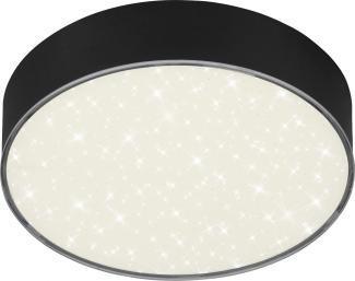 Briloner LED Deckenleuchte Flame Star schwarz Ø 15,7 cm mit Sternenhimmel
