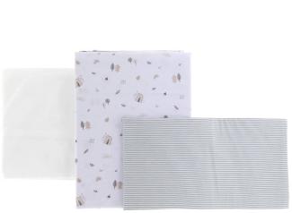Cambrass - 3-teiliges Bettwäsche-Set, Bettlaken und Kissenbezug, 100% Baumwolle, grün, 100 x 165 x 1 cm
