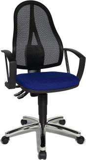 Topstar Point 60 Net, ergonomischer Bürostuhl, Schreibtischstuhl, inkl. feste Armlehnen A1, Stoff, Blau/Schwarz