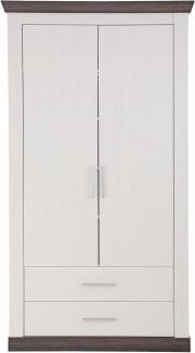 Garderobenschrank Corela in Pinie weiß und Wenge Landhaus Schuhschrank 107 x 201 cm