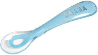 BÉABA - Silikonlöffel für Babys und Kleinkinder - ab 8 Monaten - Weich - Abgerundete Kanten - Ergonomischer Griff - Blau