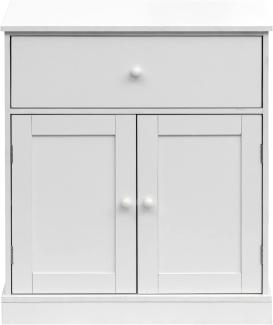 Rebecca Mobili Weißes Sideboard, Selbsttragender Schrank, Weiß, Melamin-Spanplatte, Hygienisch leicht zu reinigen - Maße: 70 x 60 x 30 cm (HxLxB) - Art. RE6741