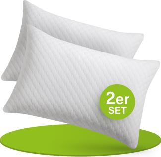 Juskys Kissen 40x60 cm für Bett - 2er Set Kopfkissen mit Memory-Foam Füllung - Kissenfüllung atmungsaktiv - Bezug waschbar - Bettkissen Weiß